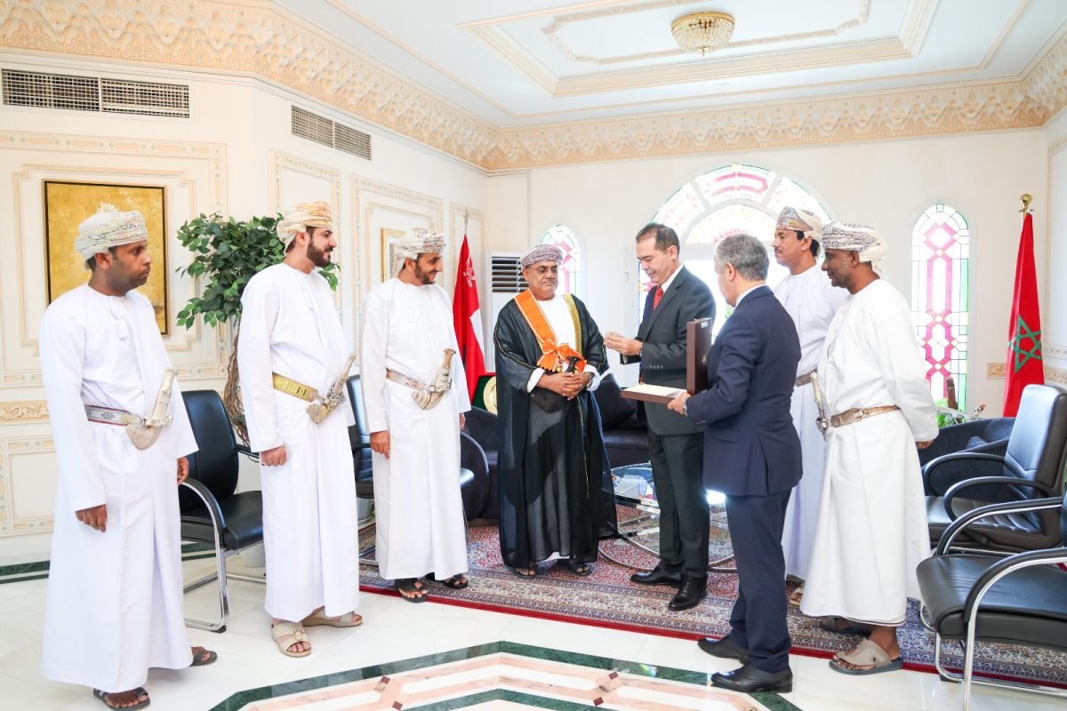 The former Ambassador of the Sultanate of Oman to the Kingdom of Morocco is awarded a Royal Medal by His Majesty the King