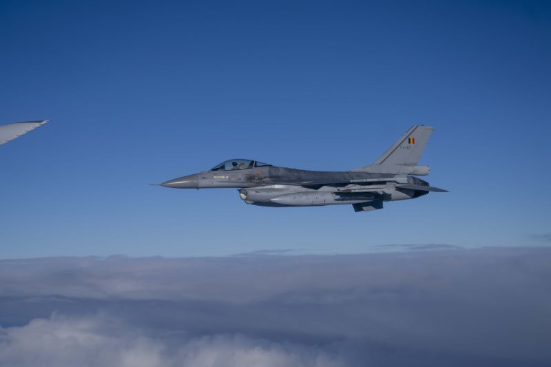 Fighter escort as His Majesty arrives in Belgium