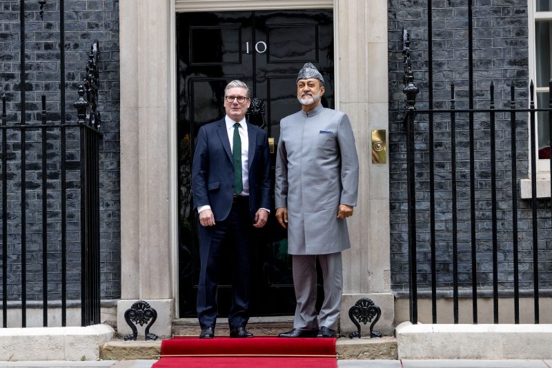 The Sultan of Oman Haitham bin Tariq Al Said meets with British Prime Minister Keir Starmer at Number 10 Downing Street in London, United Kingdom on August 6, 2024.