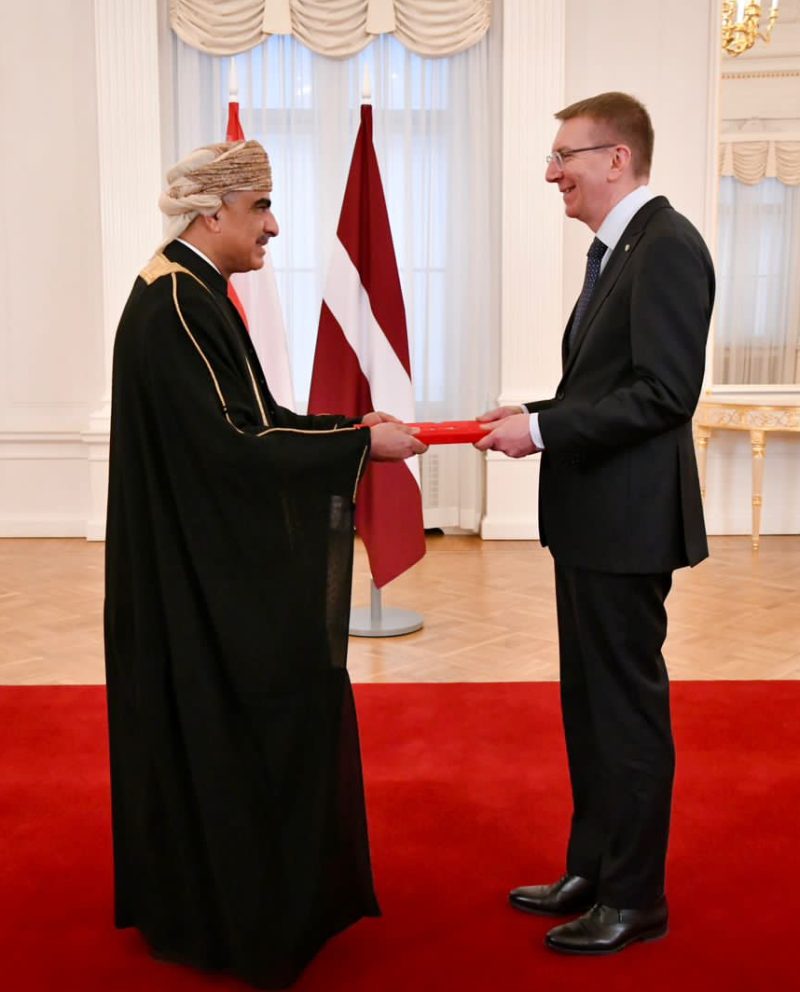 The Ambassador of the Sultanate of Oman to the United Kingdom of Great Britain and Northern Ireland presents his credentials as a non-resident Ambassador to the Republic of Latvia