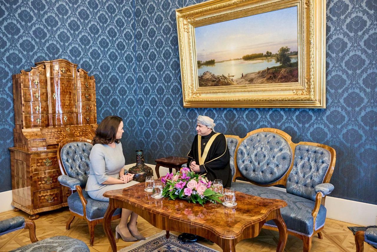 The Omani Ambassador presents his credentials to Her Excellency the President of Hungary as an accredited ambassador to Hungary.