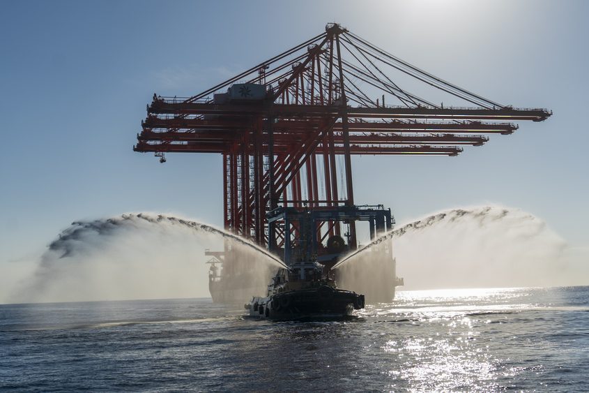 The largest container handling cranes arrive at Salalah Port