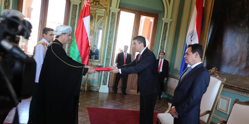 The Ambassador of the Sultanate of Oman presents his credentials as a non-resident ambassador to Paraguay